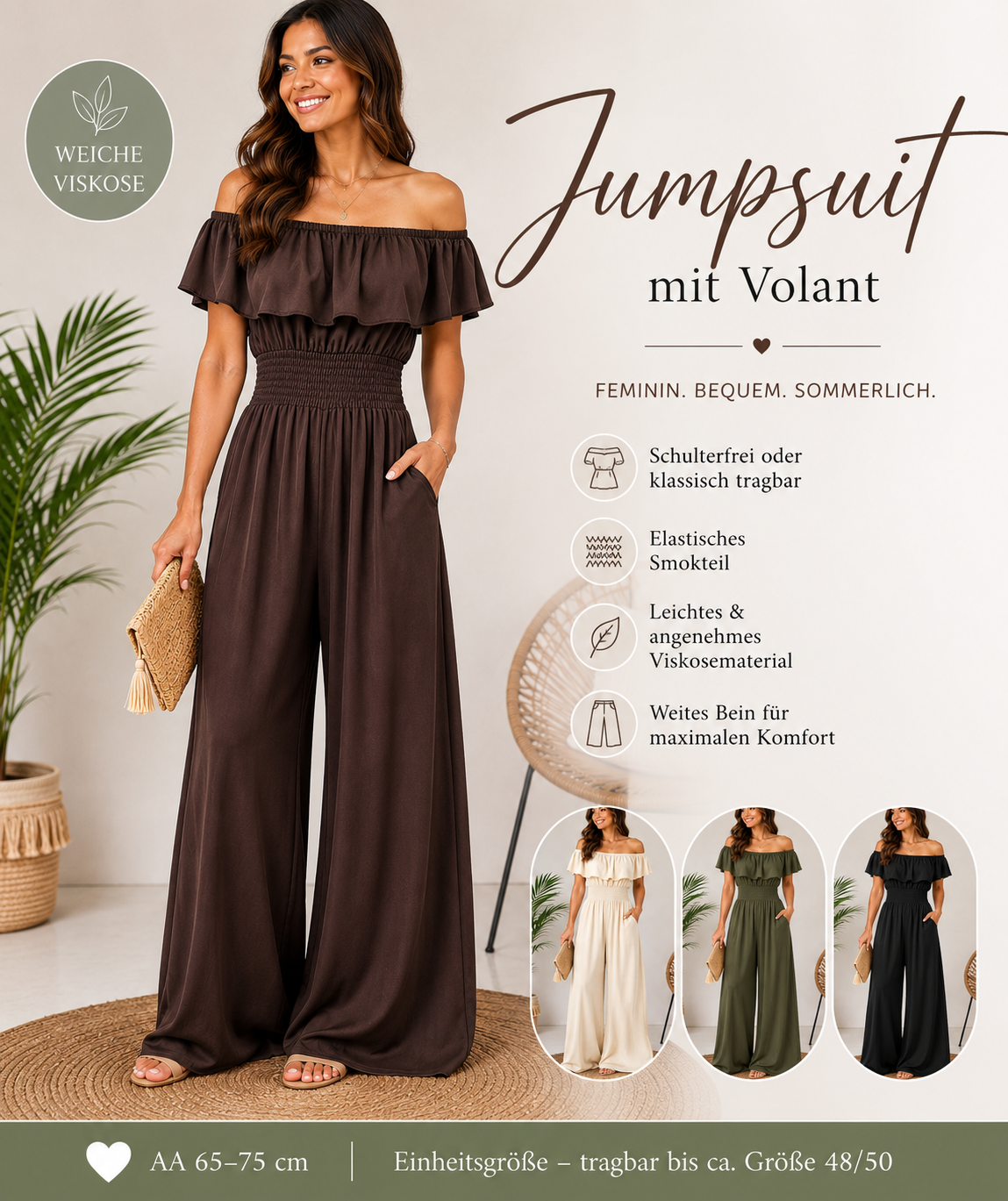 Jumpsuit lang mit Volant – Sommerlich, feminin & bequem