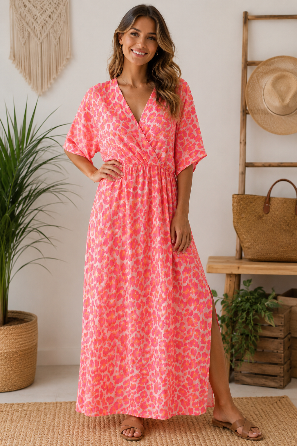 💜🧡 Musselin-Kleid mit Schlitz 🧡💜