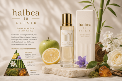 Halbea 16 Elixir Damenparfum 35ml - Eleganter Duft mit Sizilianischer Zitrone und Zedernholz für Raffinesse und Einfachheit