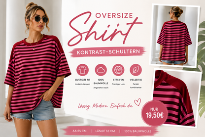 🌸 Oversize Shirt mit Kontrast-Schulterpartie 🌸