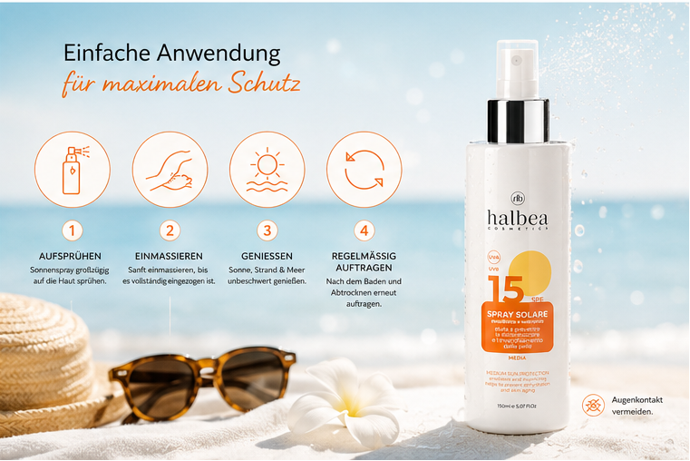 ☀️🌴 HALBEA Sonnenspray SPF 15 – Sommer auf deiner Haut 🌴☀️