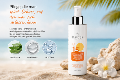 ☀️🌴 HALBEA Sonnenspray SPF 15 – Sommer auf deiner Haut 🌴☀️