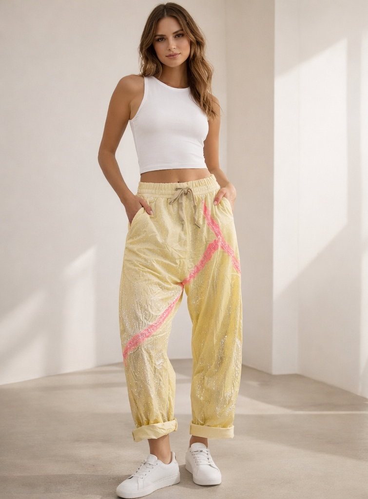 Baggy Stretch Hose – Neon Statement Look ✨