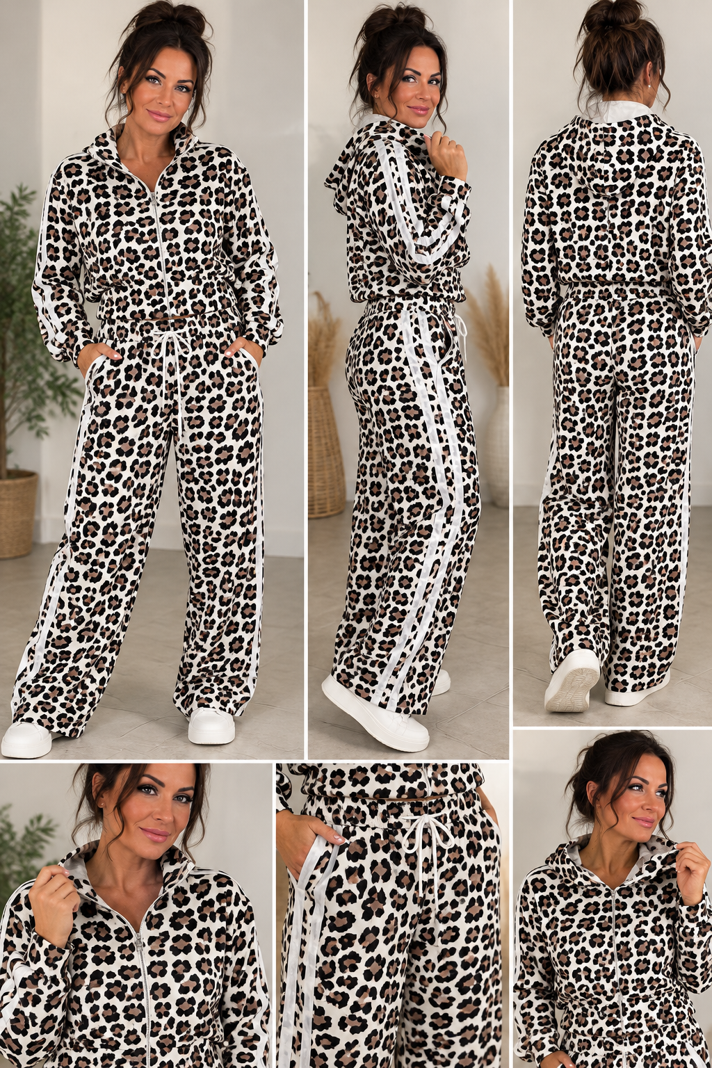 Leo 2-Teiler mit Kapuzenjacke & Wide-Leg-Hose – Sporty Chic