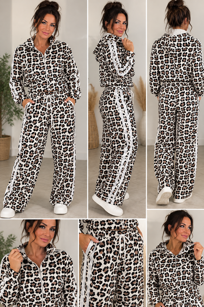 Leo 2-Teiler mit Kapuzenjacke & Wide-Leg-Hose – Sporty Chic