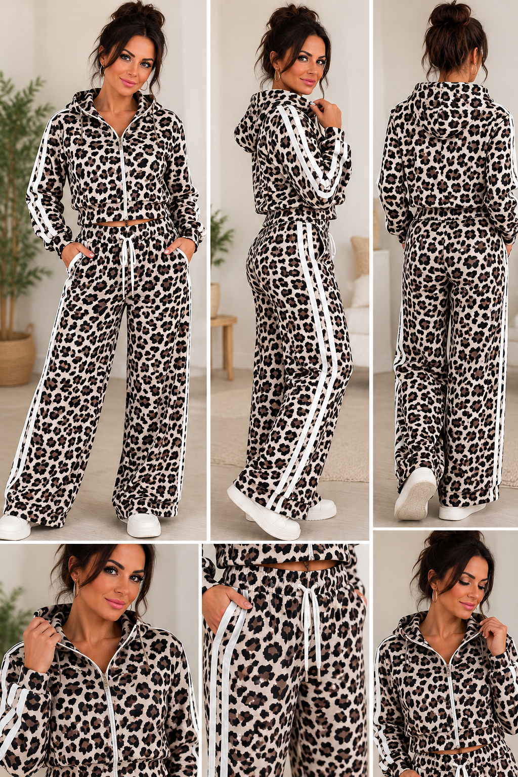 Leo 2-Teiler mit Kapuzenjacke & Wide-Leg-Hose – Sporty Chic