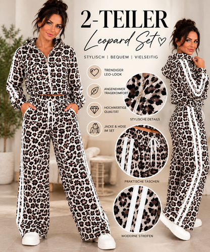 Leo 2-Teiler mit Kapuzenjacke & Wide-Leg-Hose – Sporty Chic