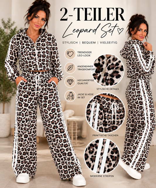 Leo 2-Teiler mit Kapuzenjacke & Wide-Leg-Hose – Sporty Chic