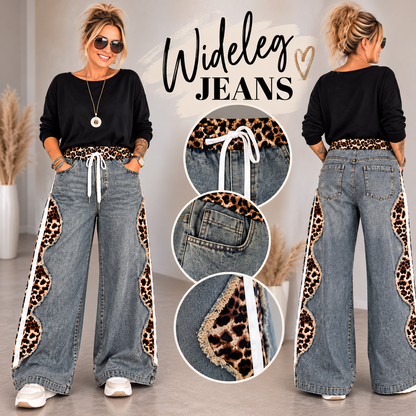 Wide Leg Jeans mit Leo-Details