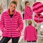 Kuschelige Teddyjacke mit Streifen – Pink/Bordeaux 💕