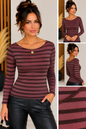 Damen Cashmere Langarmshirt mit Streifen – Rundhals – verschiedene Farben