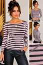 Damen Cashmere Langarmshirt mit Streifen – Rundhals – verschiedene Farben