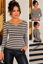 Damen Cashmere Langarmshirt mit Streifen – Rundhals – verschiedene Farben