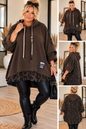 Curvy Oversize Hoodie mit Leo-Print – Lagenlook | 4 Farben