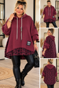 Curvy Oversize Hoodie mit Leo-Print – Lagenlook | 4 Farben