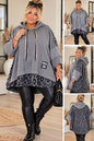 Curvy Oversize Hoodie mit Leo-Print – Lagenlook | 4 Farben