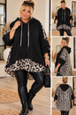Curvy Oversize Hoodie mit Leo-Print – Lagenlook | 4 Farben