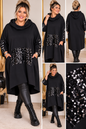 Curvy Longhoodie mit Pailletten & Kapuze – Oversize Hoodie-Kleid | Vokuhila