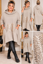 Curvy Longhoodie mit Pailletten & Kapuze – Oversize Hoodie-Kleid | Vokuhila