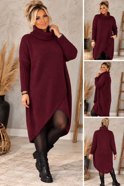 BELLA – Kuscheliges Rollkragen-Strickkleid im Wickellook