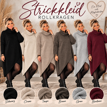 BELLA – Kuscheliges Rollkragen-Strickkleid im Wickellook