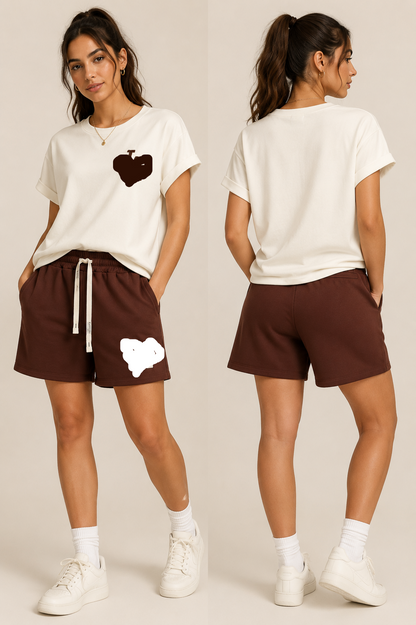 🤎 LA Casual Set – Cream & Chocolate 🤍