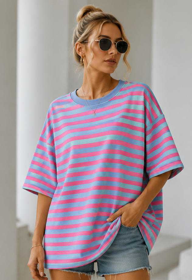 🌸 Oversize Shirt mit Kontrast-Schulterpartie 🌸