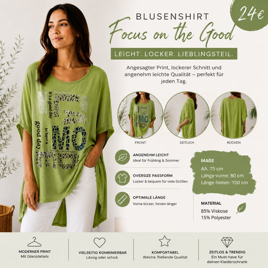 Blusenshirt „Focus on the Good“ – verschiedene Farben