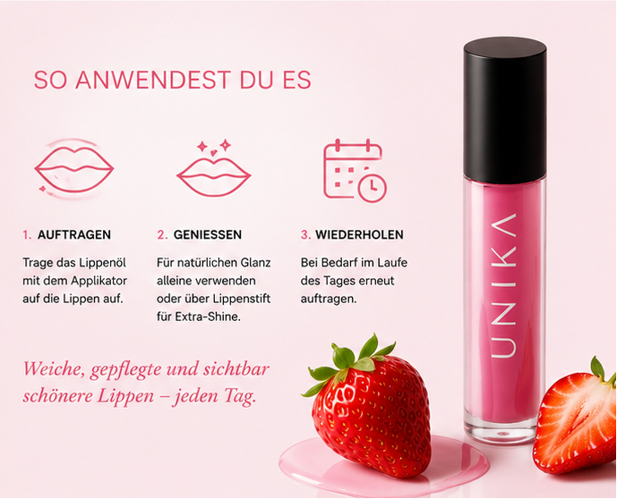 🍓 UNIKA Strawberry Lippenöl – Glossy Lippen mit Pflege-Boost* 🍓