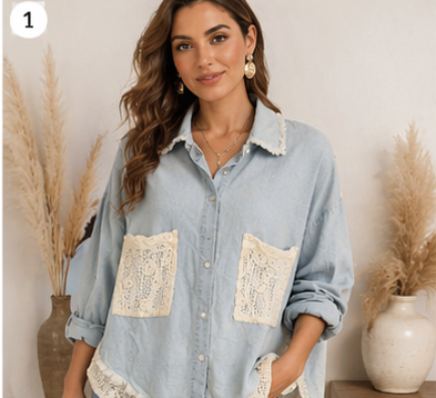 Jeansbluse „Lace Denim Chic“ – by Sexy Woman