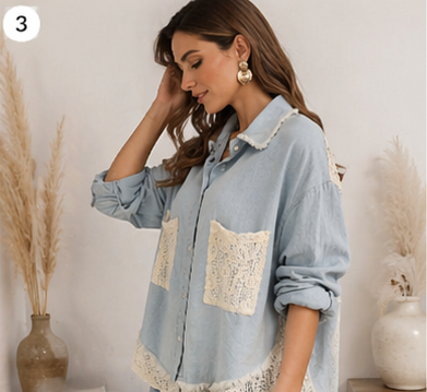 Jeansbluse „Lace Denim Chic“ – by Sexy Woman