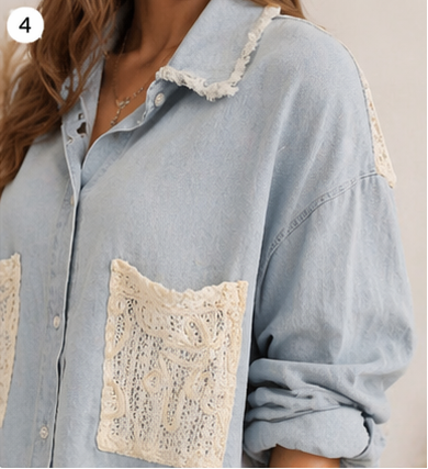 Jeansbluse „Lace Denim Chic“ – by Sexy Woman