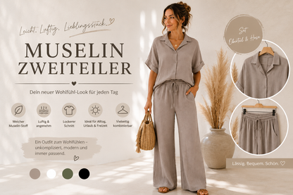 🌿 Muselin-Zweiteiler – Luftig, leicht & bequem