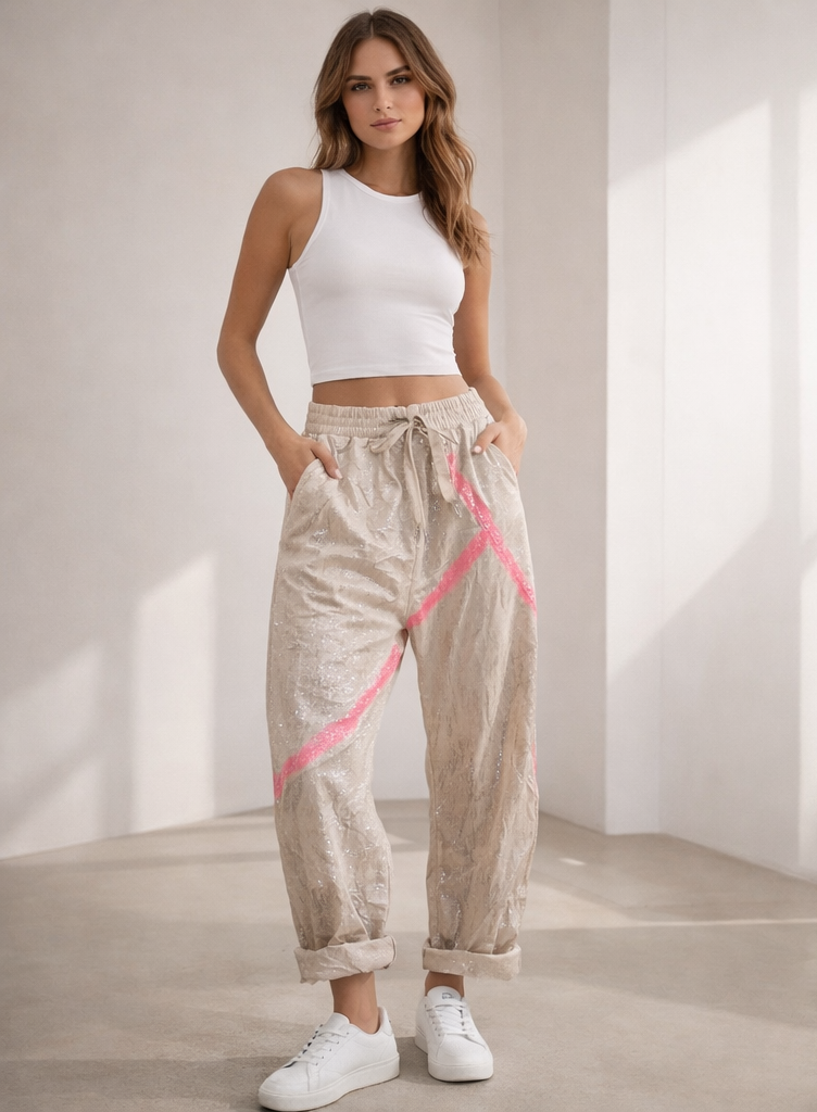 Baggy Stretch Hose – Neon Statement Look ✨
