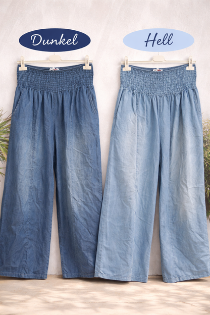 Sommerhose mit Stretchbund – Leichter Denim-Look