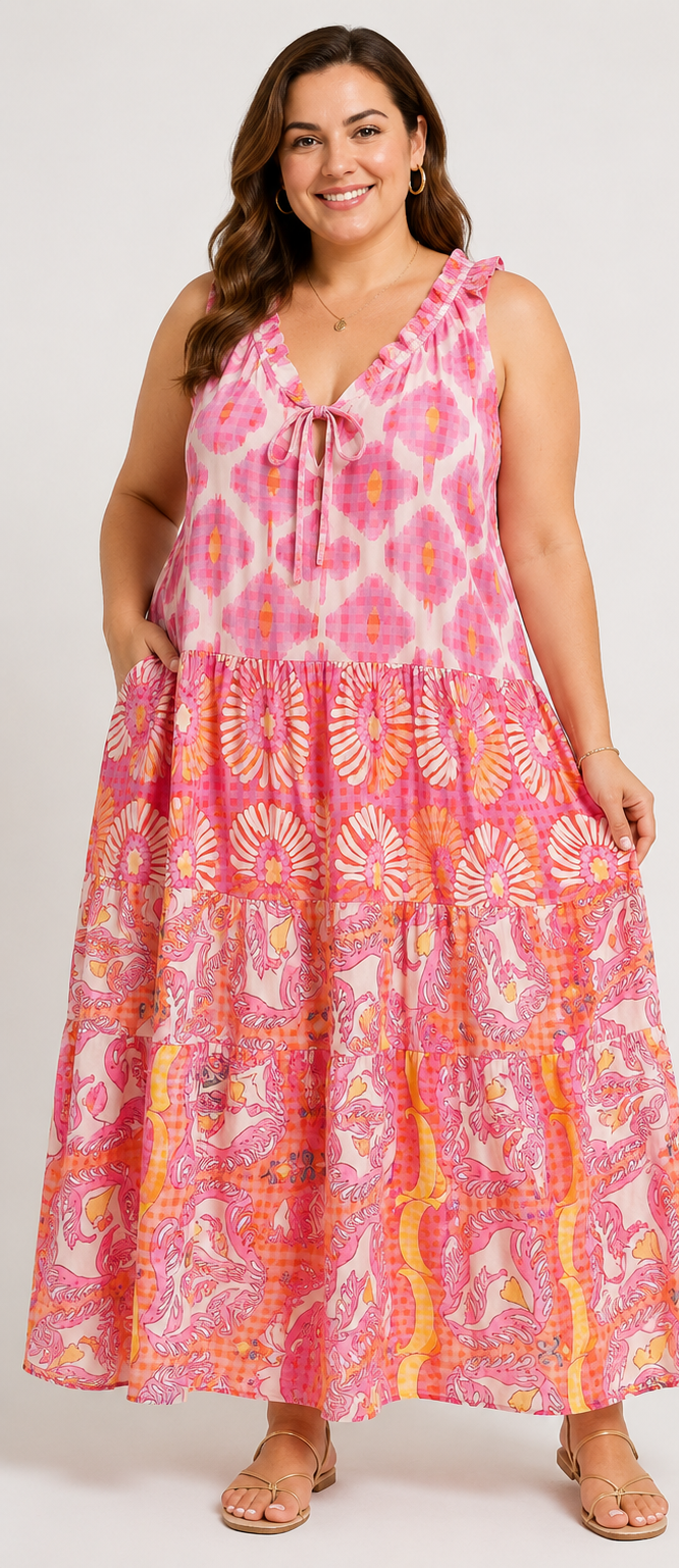 🌸 Boho Maxi Kleid – Sommerliebe in Pink 🌸