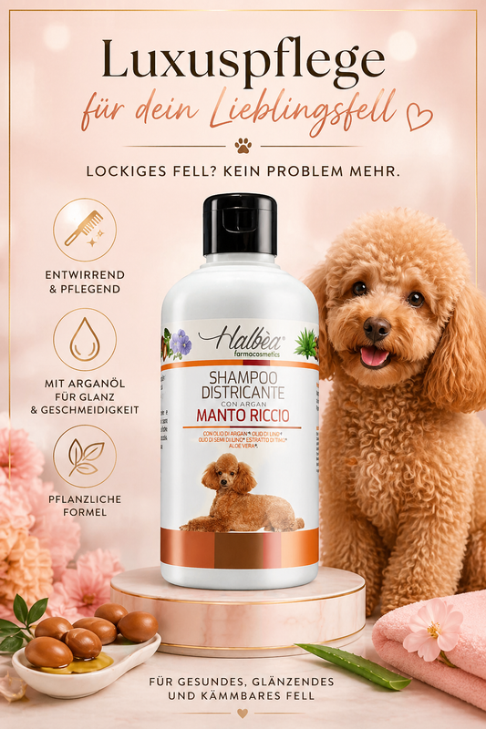 Entwirrendes Hundeshampoo für lockiges Fell mit Argan 500 ml