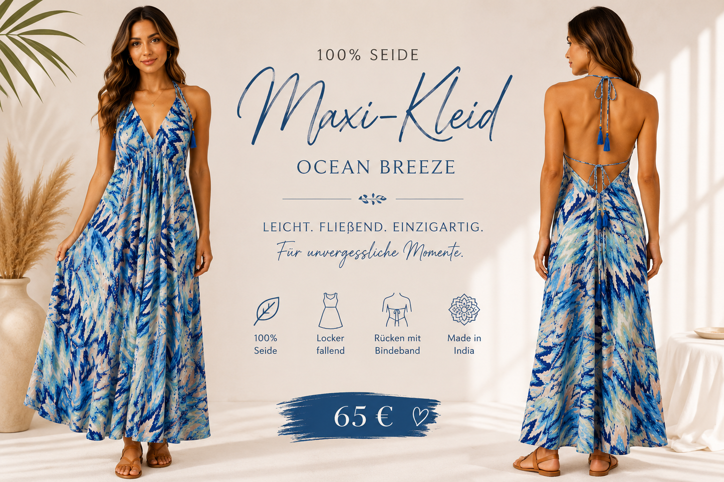 Maxi-Seidenkleid „Ocean Breeze“