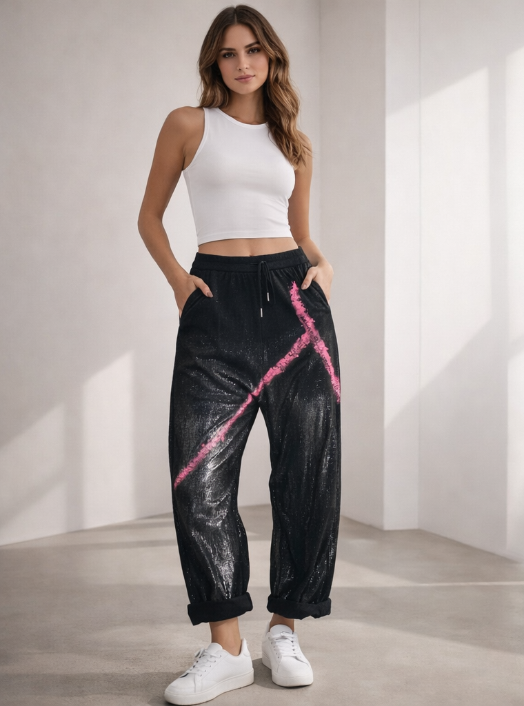 Baggy Stretch Hose – Neon Statement Look ✨