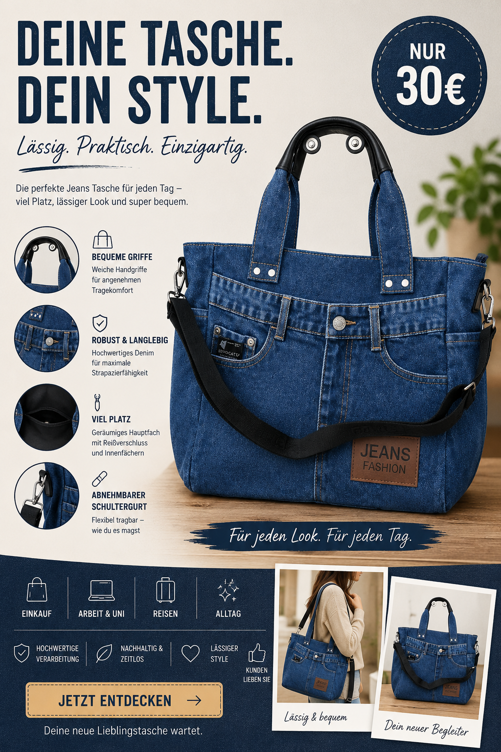 💙 Stylische Jeans-Tasche – dein neuer Alltagsliebling 💙