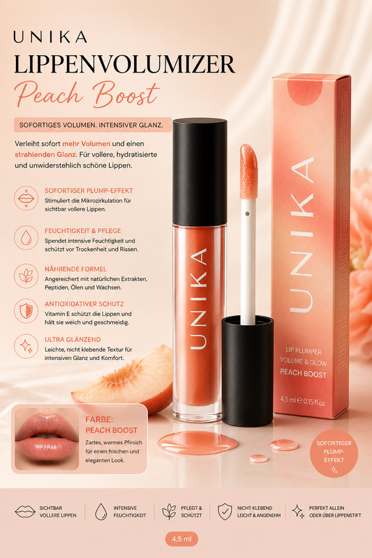 UNIKA Lippenvolumizer „Peach Boost“ – 4,5 ml