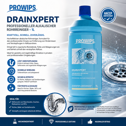 ProWips DrainXpert – Professioneller alkalischer Rohrreiniger 1 Liter