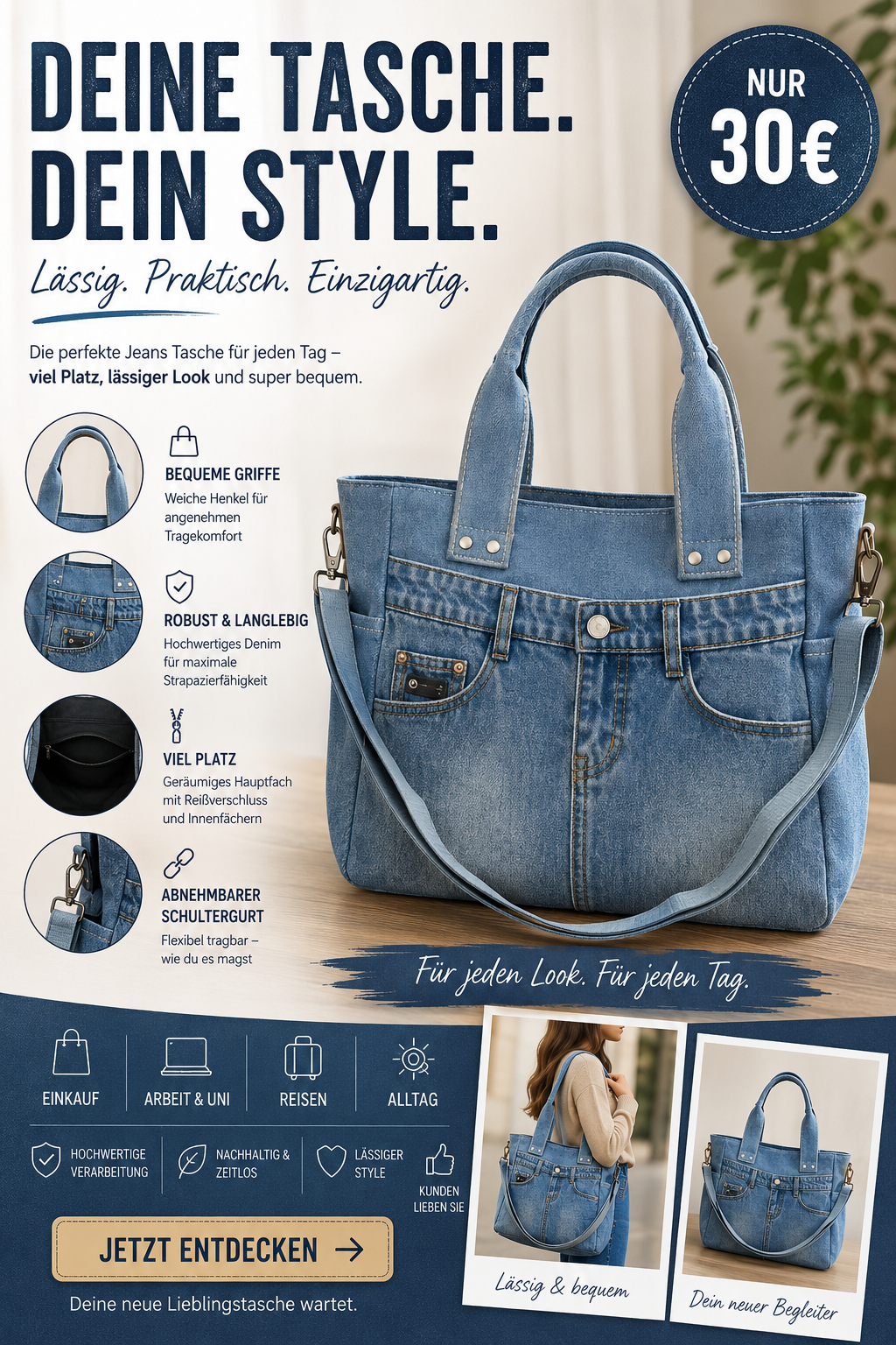 💙 Stylische Jeans-Tasche – dein neuer Alltagsliebling 💙