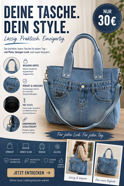 💙 Stylische Jeans-Tasche – dein neuer Alltagsliebling 💙