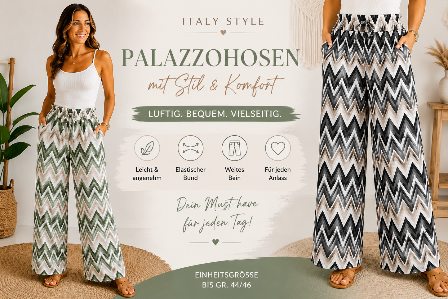 Zickzack Palazzohose – Luftig, bequem & stilvoll