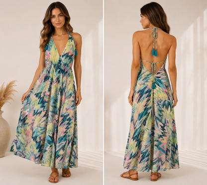 Maxi-Seidenkleid „Ocean Breeze“