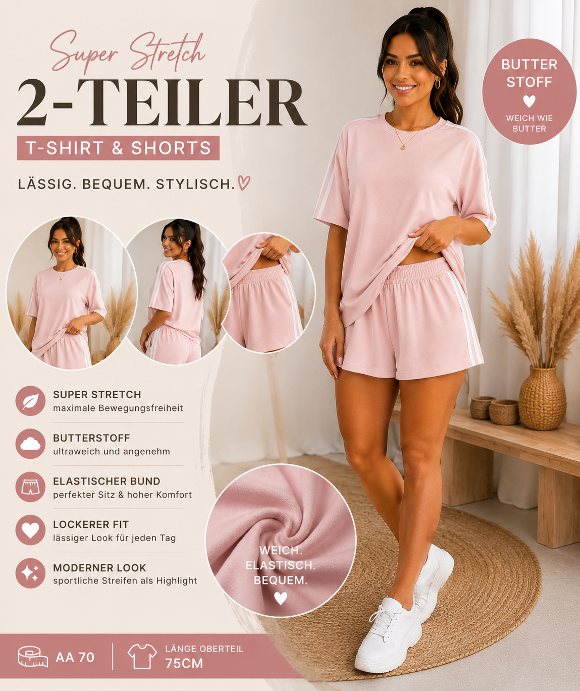 Super Stretch 2-Teiler – Butterstoff