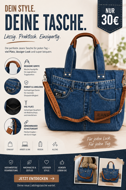 💙 Stylische Jeans-Tasche – dein neuer Alltagsliebling 💙