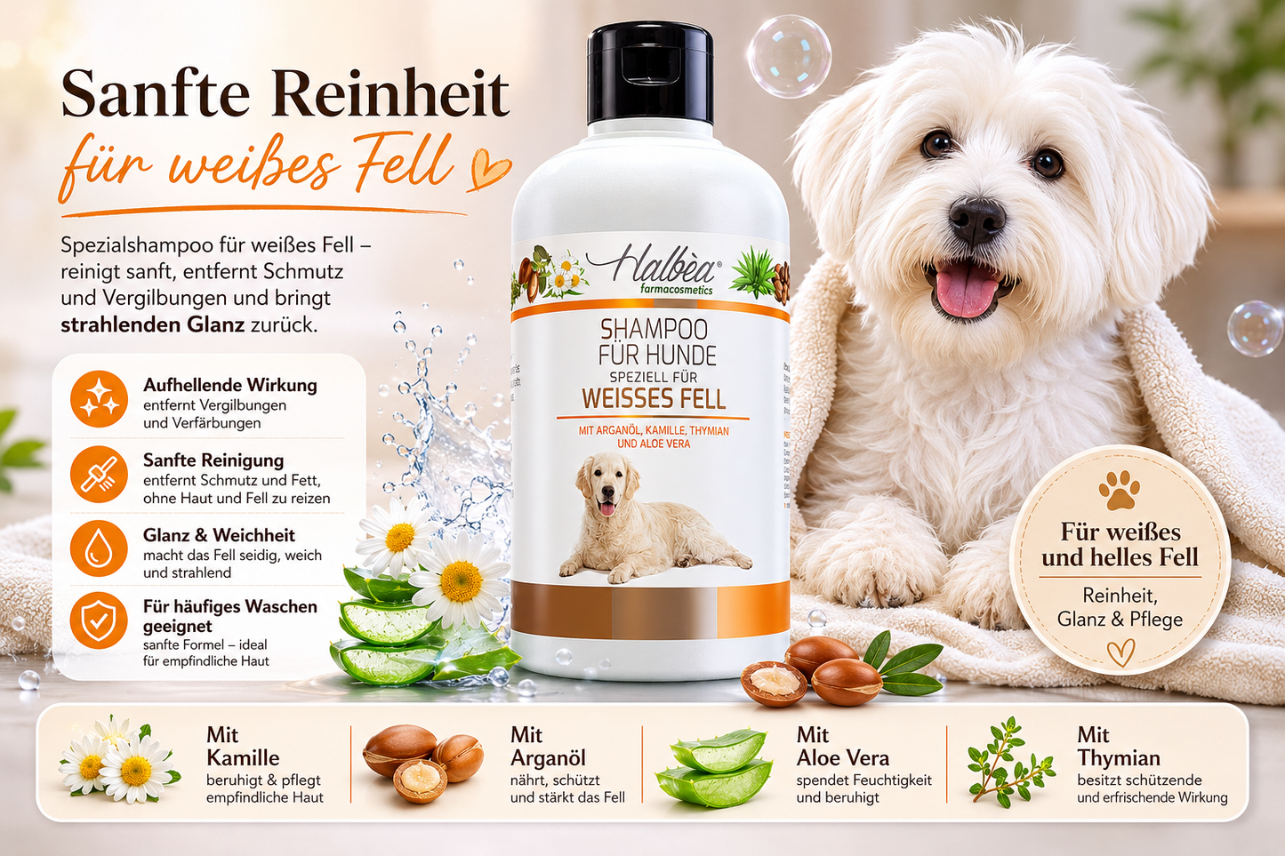 Hundeshampoo – Speziell für weißes Fell ✨🐾