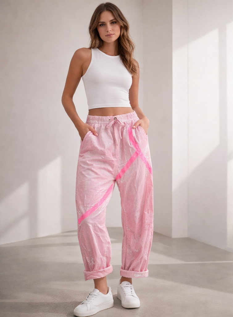 Baggy Stretch Hose – Neon Statement Look ✨